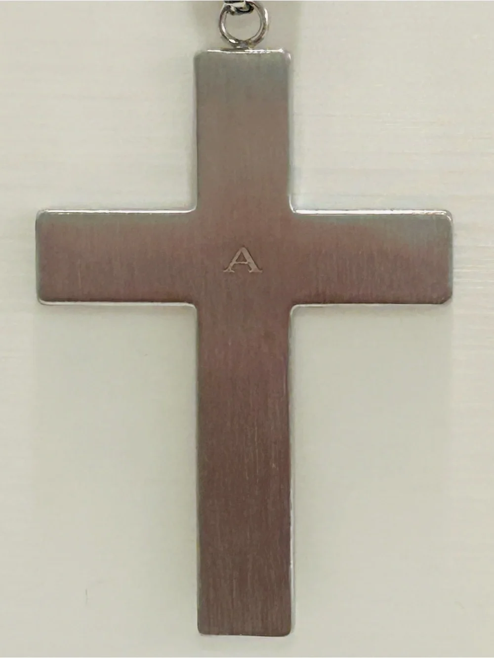 Avon Mens Cross Necklace Stainless Steel Engraved DAD Silvertone 24